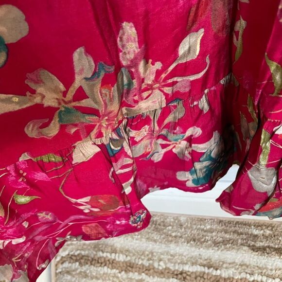 Indian women’s mirror work red Kurta top size L - Picture 2 of 7